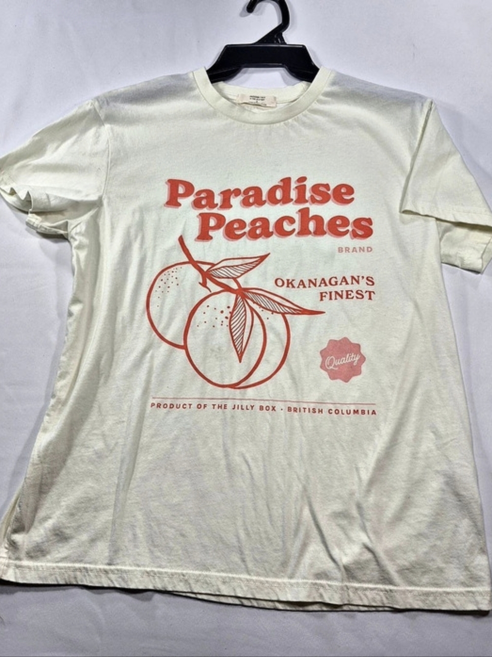 Jackson Tweed Paradise Peaches Graphic Tee in Cream Unisex Small